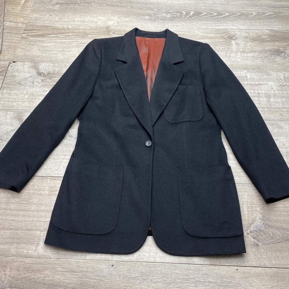 Hugo Boss Blazer Vintage Womens 40 Black Wool Cashmere West Germany One Button